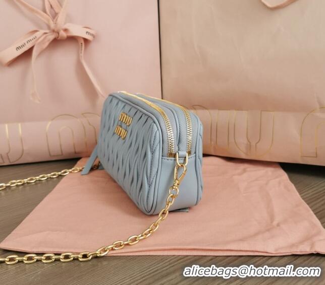 Top Grade Miu Miu Matelassé nappa leather mini-bag 5BP045 Blue 2024