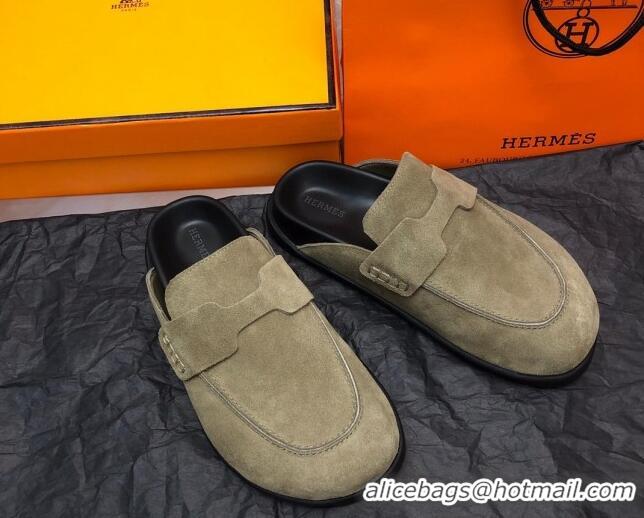 Durable Hermes Go Mules in Suede with 