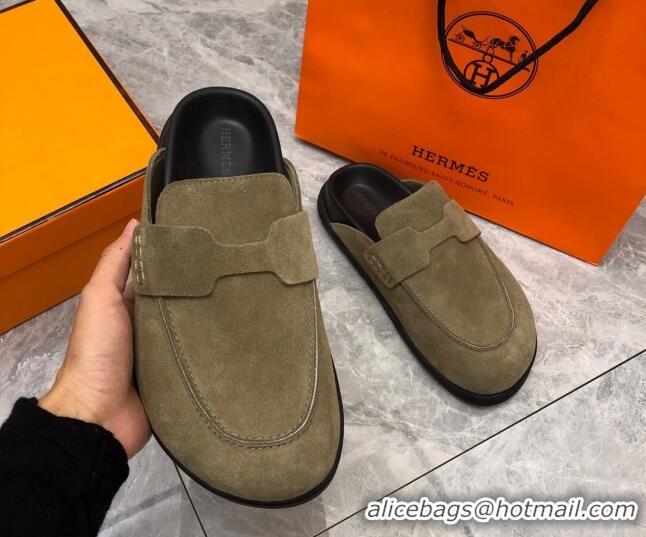 Durable Hermes Go Mules in Suede with 