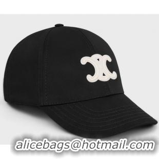 Top Quality Celine Triomphe Baseball Cap In Cotton CE6969 Black