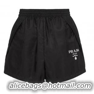 Top Grade Prada Re-Nylon Logo-embroidered Shorts PA5418 Black