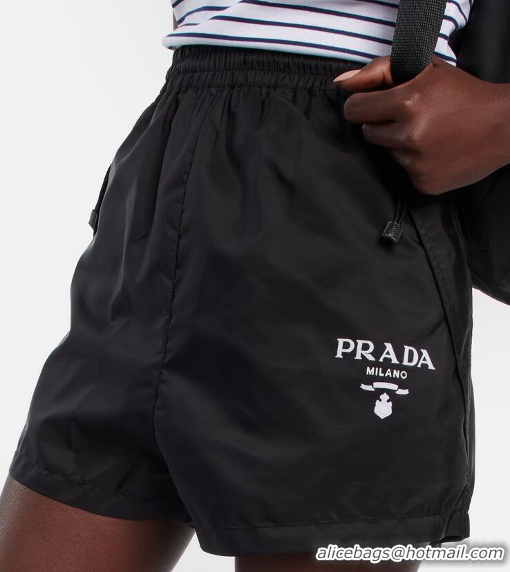 Top Grade Prada Re-Nylon Logo-embroidered Shorts PA5418 Black