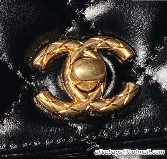 Buy Discount Chanel Shiny Calfskin Small Coco Flap Bag with Metal Top Handle A92990 Black 2024