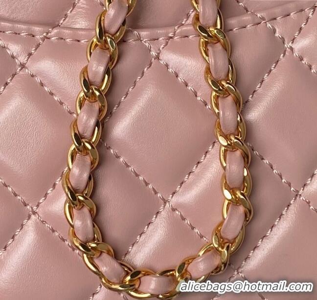 Best Price Chanel Shiny Calfskin Small Coco Flap Bag with Metal Top Handle A92990 Pink 2024