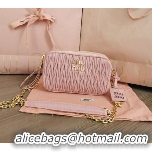 Buy Discount Miu Miu Matelassé nappa leather mini-bag 5BP045 Pink 2024