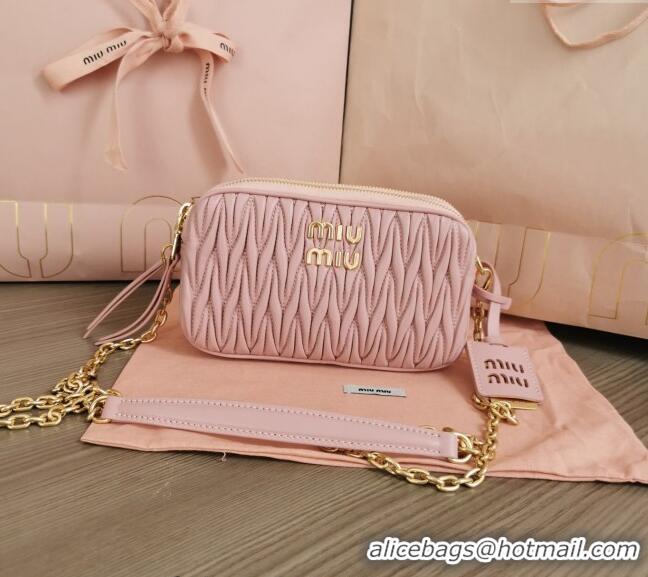 Buy Discount Miu Miu Matelassé nappa leather mini-bag 5BP045 Pink 2024