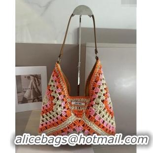 Buy Promotional Miu Miu Straw Hobo Bag 0402 Orange/Pink 2024