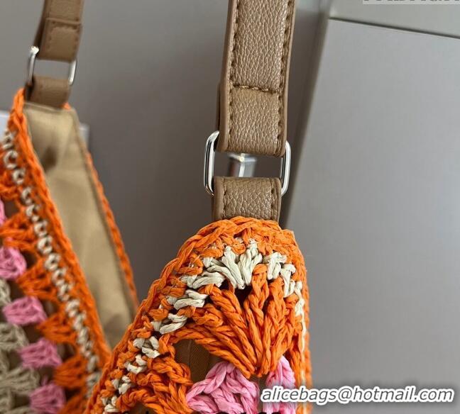 Buy Promotional Miu Miu Straw Hobo Bag 0402 Orange/Pink 2024