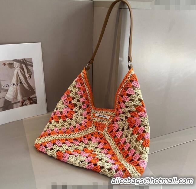 Buy Promotional Miu Miu Straw Hobo Bag 0402 Orange/Pink 2024