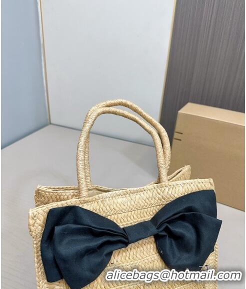 Super Quality Miu Miu Raffia Straw Tote bag with Bow 0402 Beige 2024