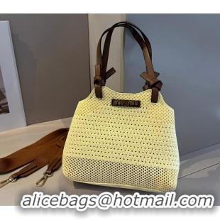 Buy New Cheap Miu Miu Crochet Top Handle bag 0402 Yellow 2024