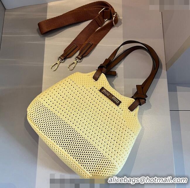 Buy New Cheap Miu Miu Crochet Top Handle bag 0402 Yellow 2024