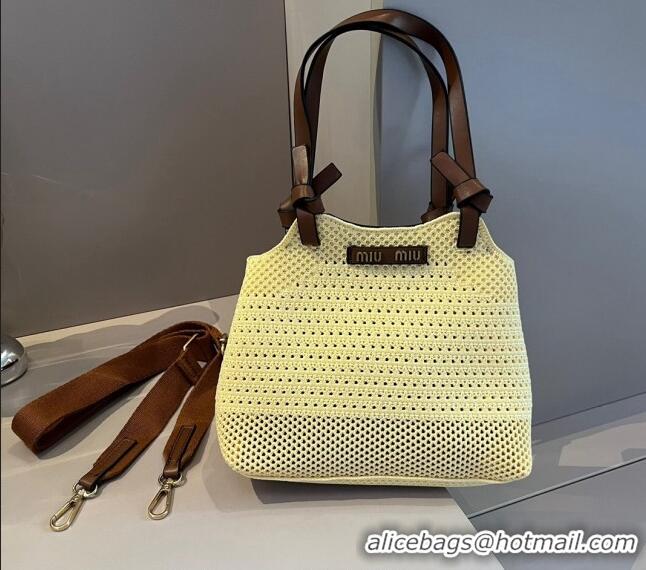 Buy New Cheap Miu Miu Crochet Top Handle bag 0402 Yellow 2024