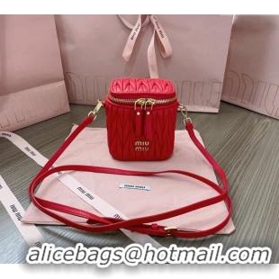 Original Cheap Miu Miu Matelassé Nappa Leather Micro Bag 5NR018 Red 2024