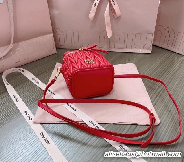 Original Cheap Miu Miu Matelassé Nappa Leather Micro Bag 5NR018 Red 2024