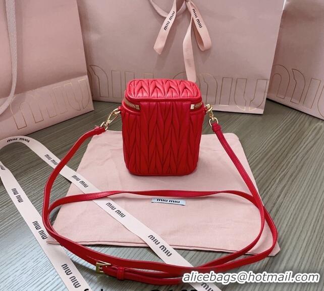 Original Cheap Miu Miu Matelassé Nappa Leather Micro Bag 5NR018 Red 2024