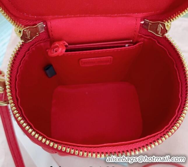 Original Cheap Miu Miu Matelassé Nappa Leather Micro Bag 5NR018 Red 2024