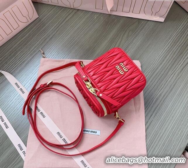 Original Cheap Miu Miu Matelassé Nappa Leather Micro Bag 5NR018 Red 2024