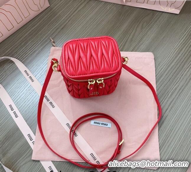 Original Cheap Miu Miu Matelassé Nappa Leather Micro Bag 5NR018 Red 2024