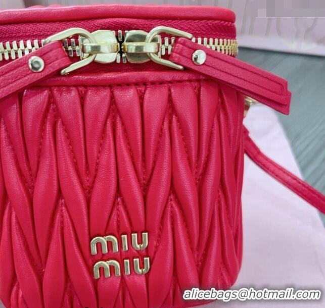 Original Cheap Miu Miu Matelassé Nappa Leather Micro Bag 5NR018 Red 2024