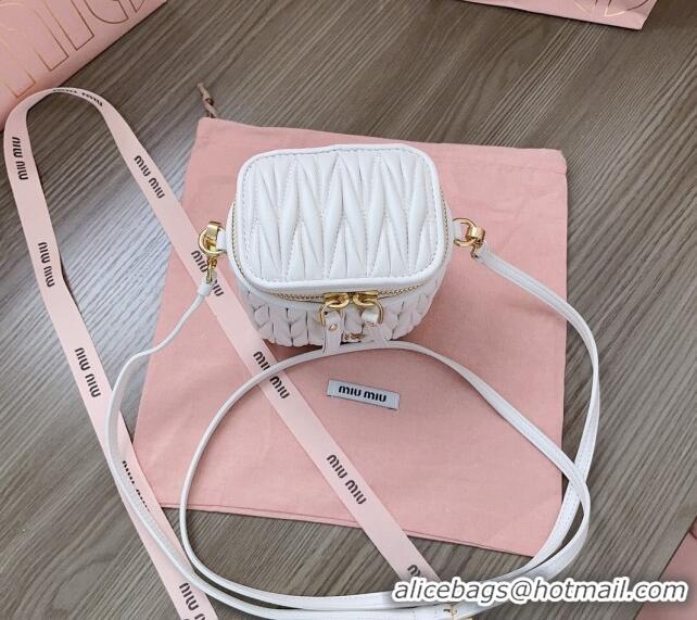 Pretty Style Miu Miu Matelassé Nappa Leather Micro Bag 5NR018 White 2024