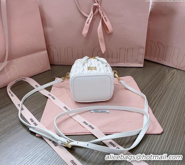 Pretty Style Miu Miu Matelassé Nappa Leather Micro Bag 5NR018 White 2024