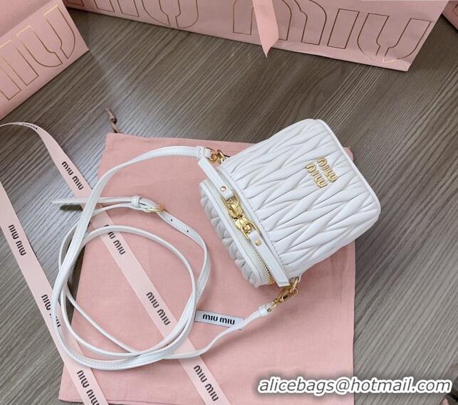 Pretty Style Miu Miu Matelassé Nappa Leather Micro Bag 5NR018 White 2024