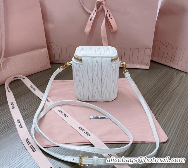 Pretty Style Miu Miu Matelassé Nappa Leather Micro Bag 5NR018 White 2024