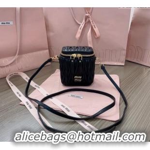 Free Shipping Discount Miu Miu Matelasse Nappa Leather Micro Bag 5NR018 Black 2024