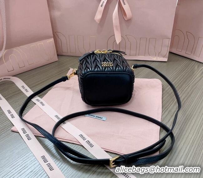 Free Shipping Discount Miu Miu Matelasse Nappa Leather Micro Bag 5NR018 Black 2024