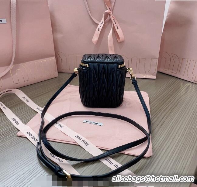 Free Shipping Discount Miu Miu Matelasse Nappa Leather Micro Bag 5NR018 Black 2024