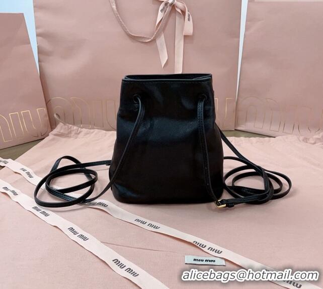 Top Grade Miu Miu Nappa leather bucket mini-bag 5NF460 Black 2024