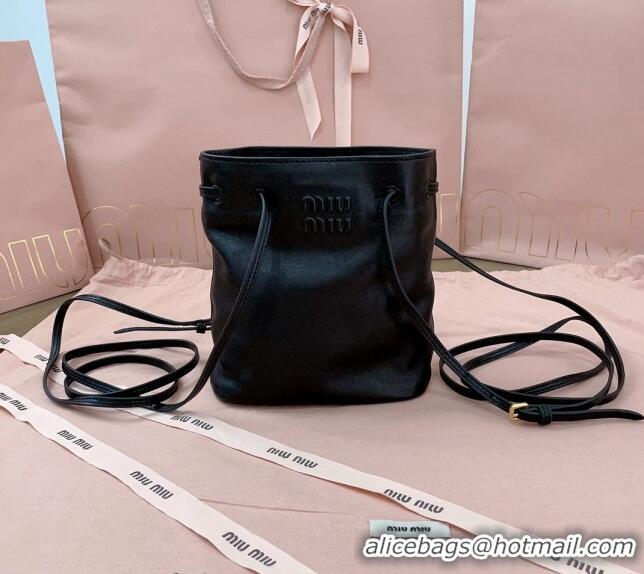 Top Grade Miu Miu Nappa leather bucket mini-bag 5NF460 Black 2024