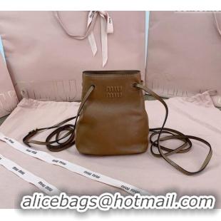 Grade Discount Miu Miu Nappa leather bucket mini-bag 5NF460 Brown 2024