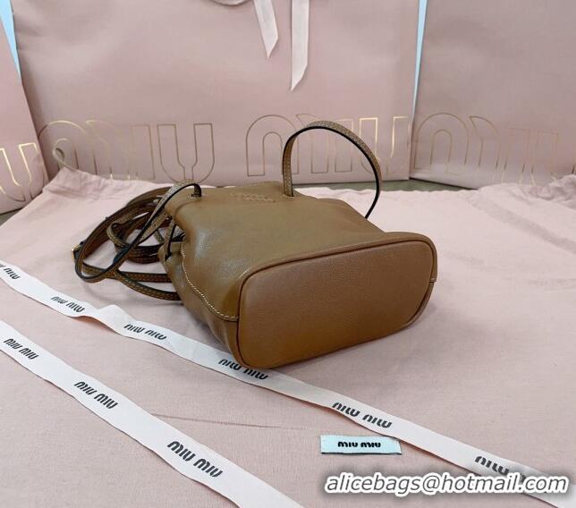 Grade Discount Miu Miu Nappa leather bucket mini-bag 5NF460 Brown 2024