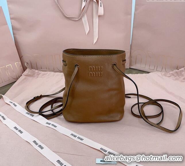 Grade Discount Miu Miu Nappa leather bucket mini-bag 5NF460 Brown 2024