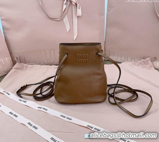 Grade Discount Miu Miu Nappa leather bucket mini-bag 5NF460 Brown 2024