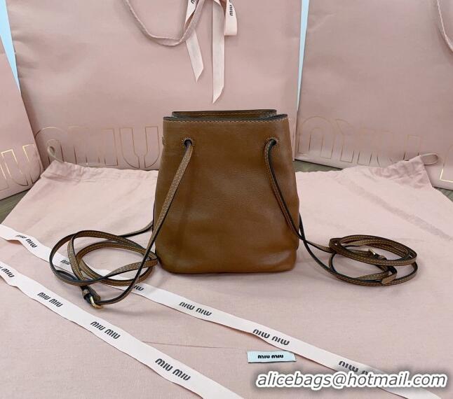 Grade Discount Miu Miu Nappa leather bucket mini-bag 5NF460 Brown 2024