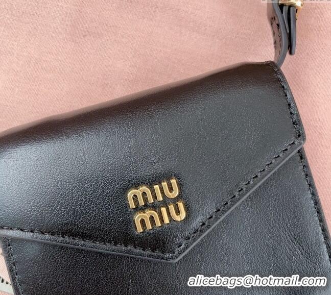 Well Crafted Miu Miu Leather wallet with leather and cord shoulder strap 5MT024 Black 2024