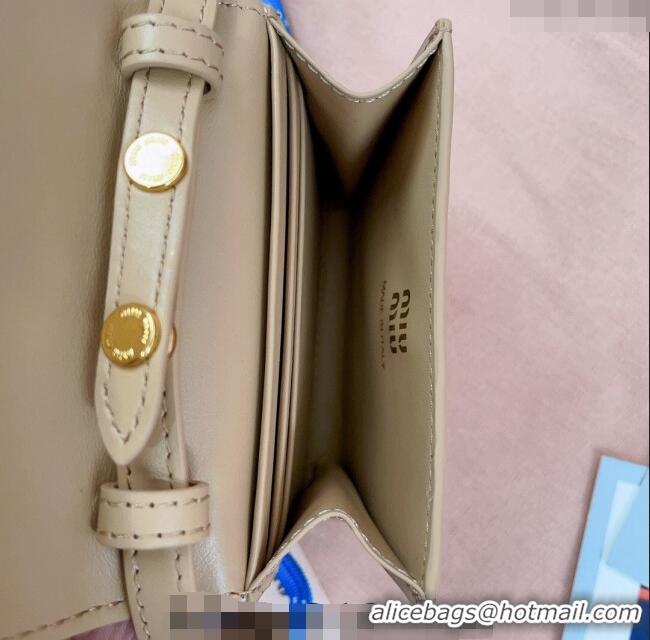 Best Price Miu Miu Leather wallet with leather and cord shoulder strap 5MT024 Beige 2024