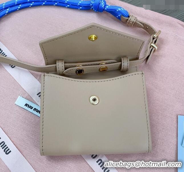 Best Price Miu Miu Leather wallet with leather and cord shoulder strap 5MT024 Beige 2024