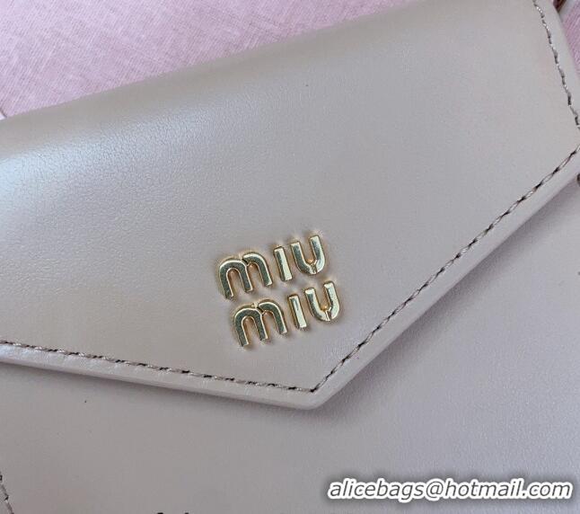 Best Price Miu Miu Leather wallet with leather and cord shoulder strap 5MT024 Beige 2024