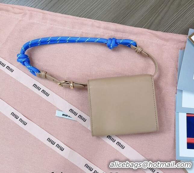 Best Price Miu Miu Leather wallet with leather and cord shoulder strap 5MT024 Beige 2024