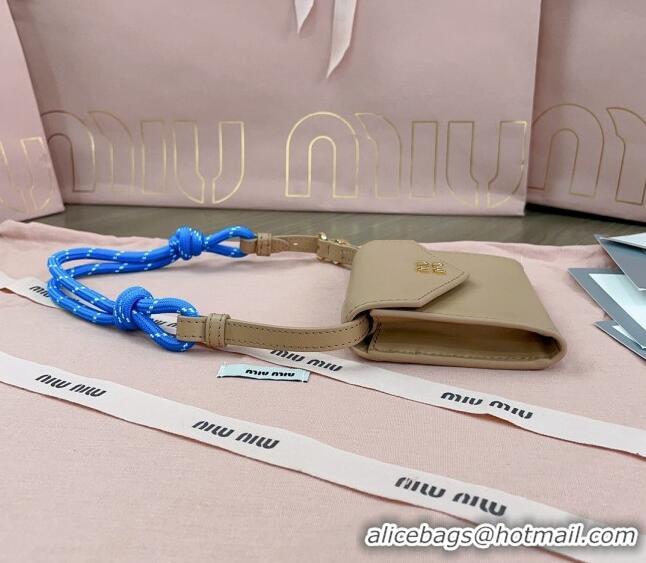 Best Price Miu Miu Leather wallet with leather and cord shoulder strap 5MT024 Beige 2024