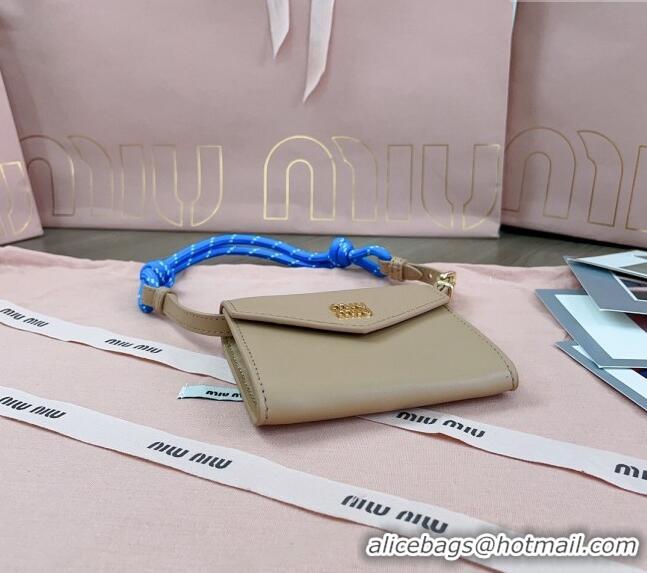 Best Price Miu Miu Leather wallet with leather and cord shoulder strap 5MT024 Beige 2024