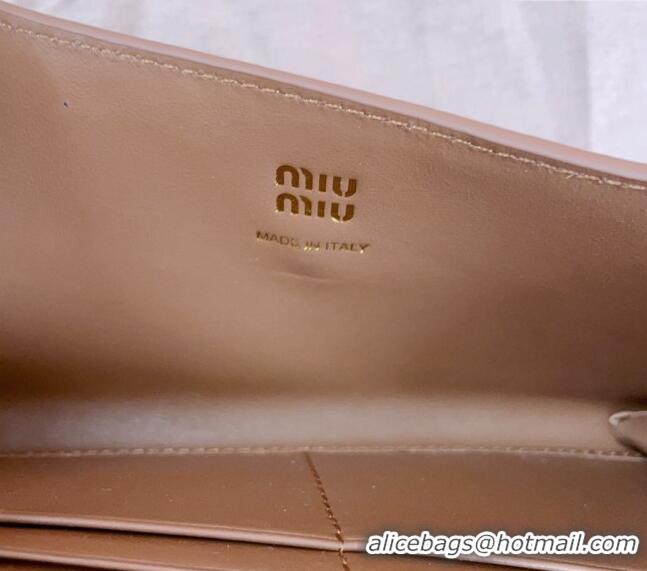 Classic Grade Miu Miu Leather wallet with leather and cord shoulder strap 5MT025 Brown 2024