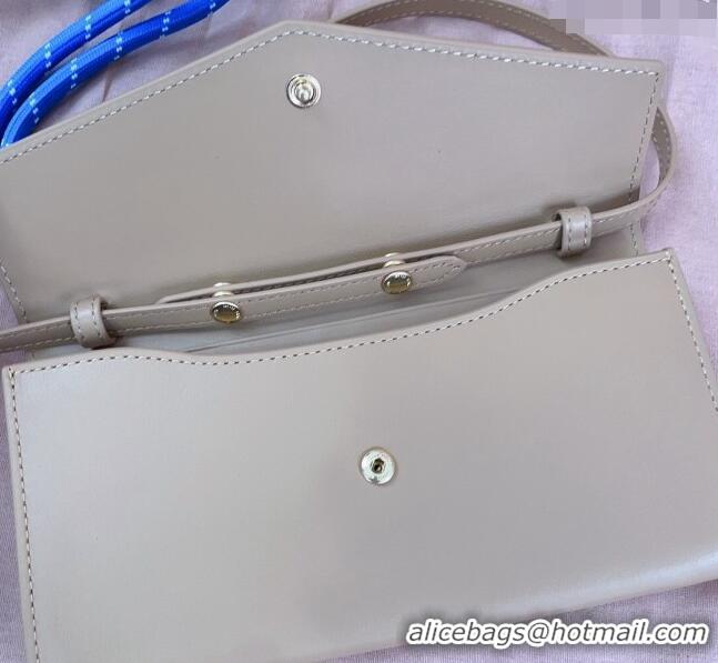 Top Grade Miu Miu Leather wallet with leather and cord shoulder strap 5MT025 Beige 2024