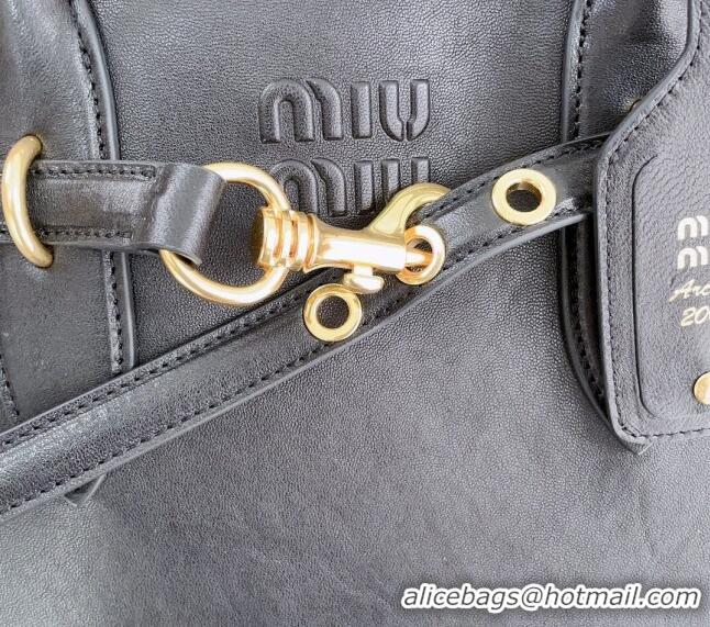 Market Sells Miu Miu Aventure nappa leather tote bag 5BG291 Black 2024