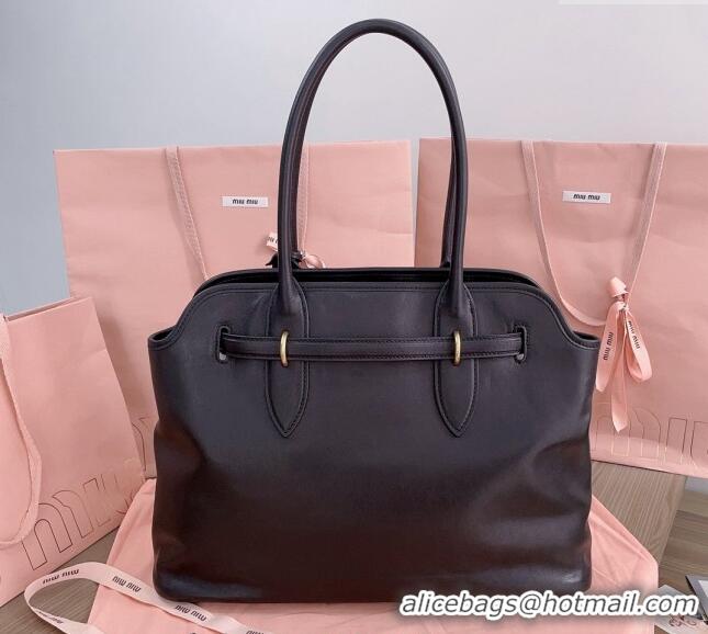 Market Sells Miu Miu Aventure nappa leather tote bag 5BG291 Black 2024