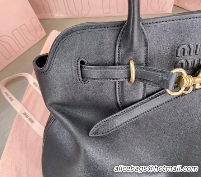 Market Sells Miu Miu Aventure nappa leather tote bag 5BG291 Black 2024